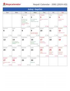 Nepali Calendar 2081 Ashoj