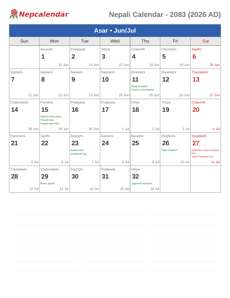Nepali Calendar 2083 Asar