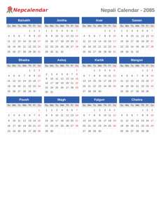 Nepali Calendar 2085